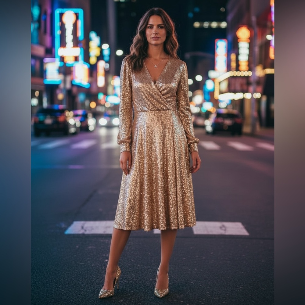 Tahari sequin dress